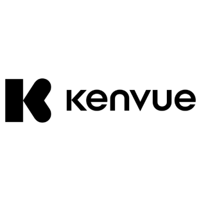 Kenvue logo black text company name on white background