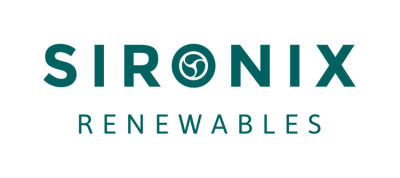 Sironix Renewables logo green text on a blank background