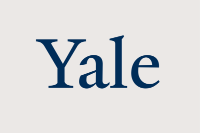 Yale logo with blue text in a plain grey box