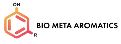 Cashew Shell BioRefinery logo with black text next to a chemical structure in red outline