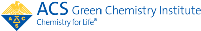 ACS Green Chemistry Institute logo in blue text with a yellow and blue figured diamond shape