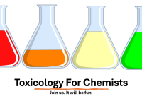 Icon for the Toxicology for Chemist group that has 4 Erlenmeyer flasks ranging in color from red to green.