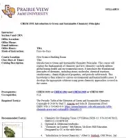 Page 1 of Green Chemistry Syllabus image