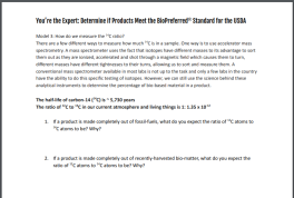 screenshot of the student questions on measuring the C-14 ratio.