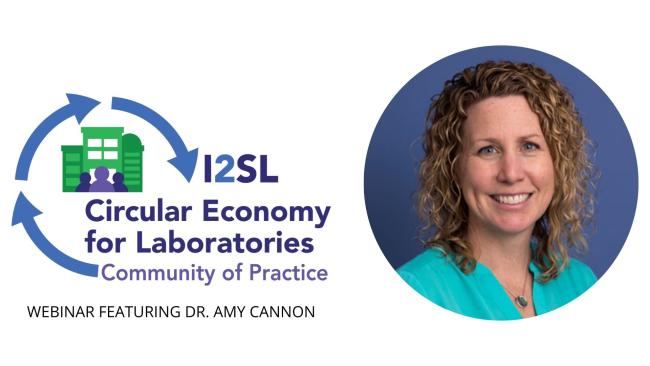 A decorative image with a photo of Amy Cannon Smiling beside the I2SL logo