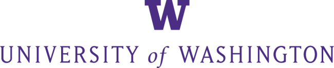University of Washington logo with purple "W" above purple text
