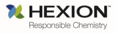 hexion company logo with X-shaped coloured figure and words "responsible chemistry"