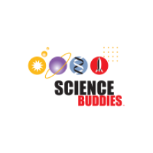 science buddies black and red text with four small coloured bubbles above