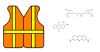 Orange safety vest with the chemical structures of three dyes